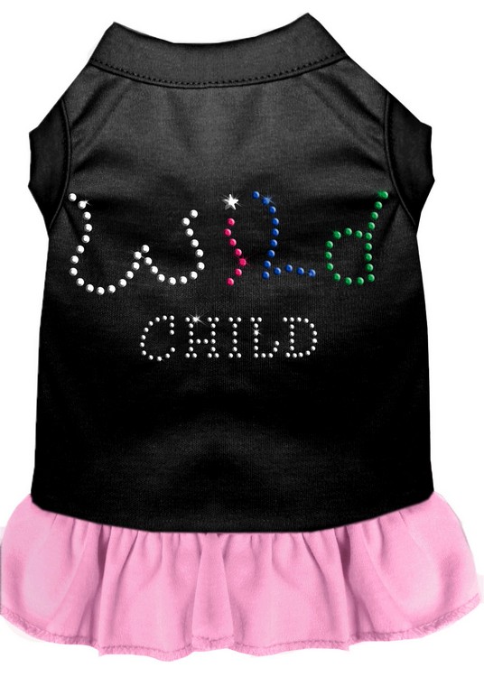 Rhinestone Wild Child Dress Black with Light Pink Med